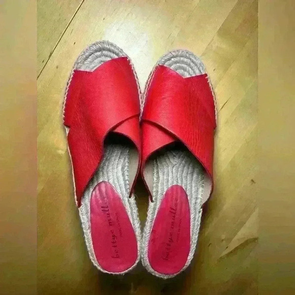 Bettye Muller Espadrille Wedge Leather- Size 41 / US 10 〰️ Red - Picture 3 of 13